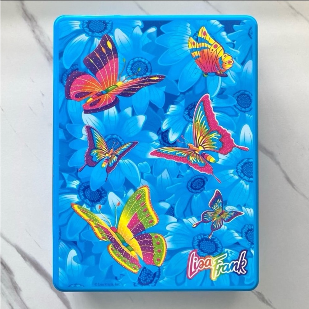 VTG Lisa Frank butterflies large collectible tin